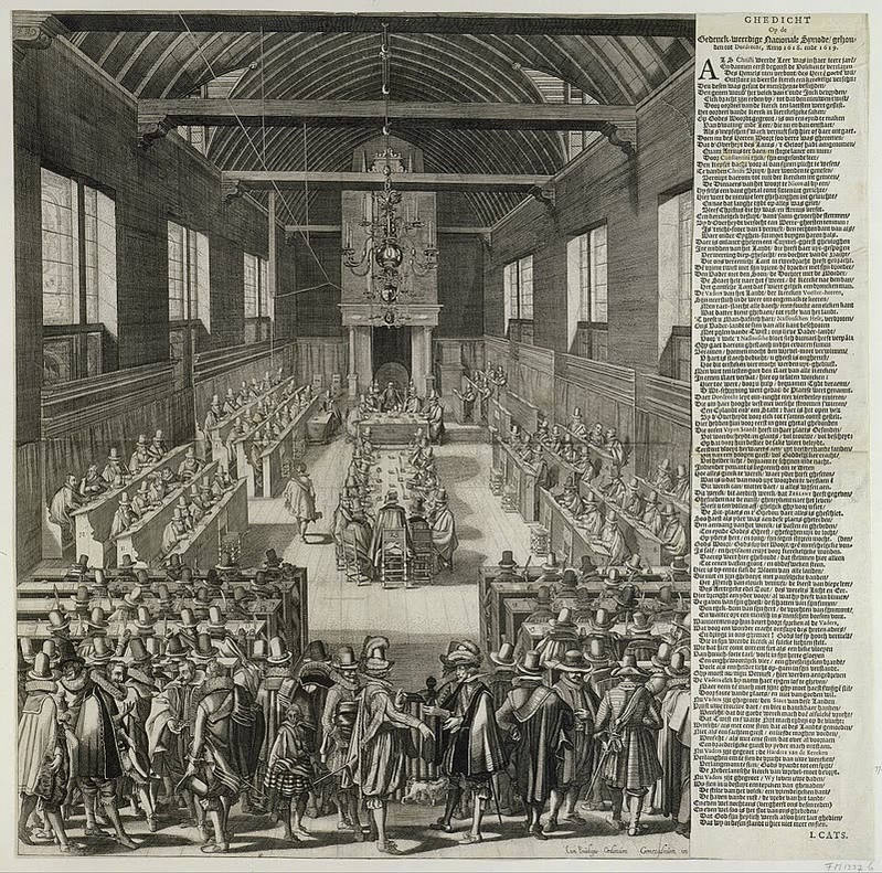 Engraving of the opening of the Synod of Dort in 1618