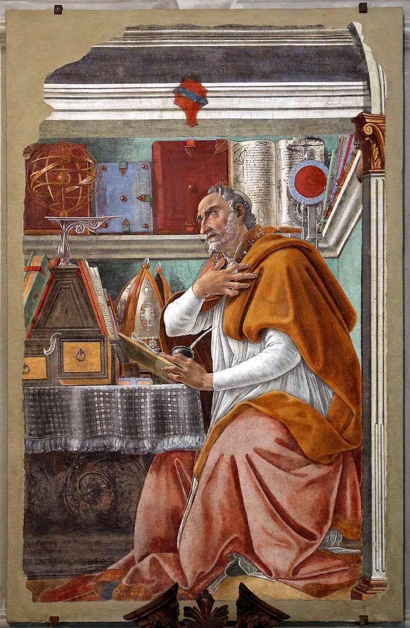Saint Augustine writing in his study, fresco by Botticelli