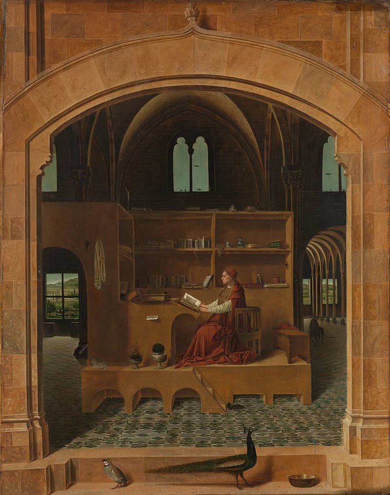 Saint Jerome reading in his study, painted by Antonello da Messina