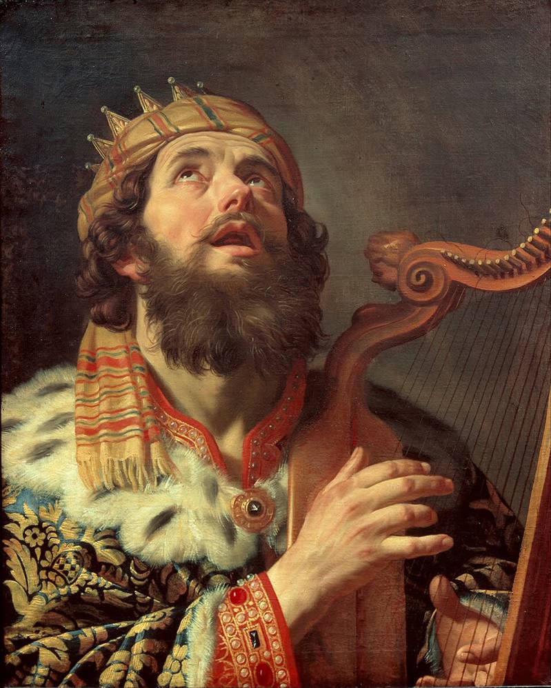 King David playing the harp, painted by Gerard van Honthorst